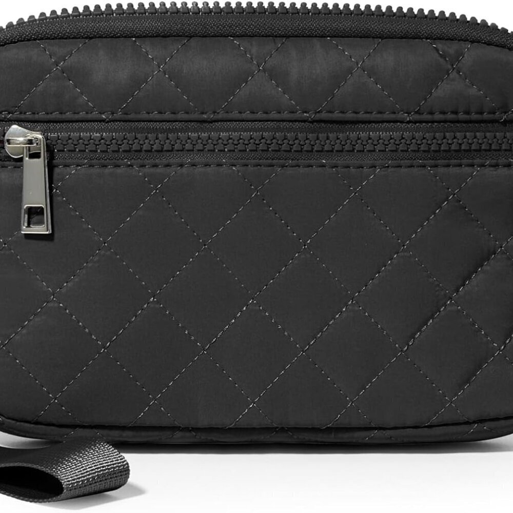 Small Quilted Nylon Wristlet Wallet RFID Zipper Clutch for Travel and Daily Use
